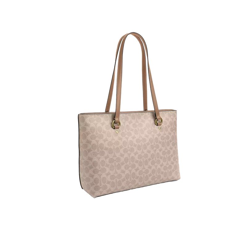Coach Women's Station Tote Bag In Signature Canvas Silver/Sand/Taupe
