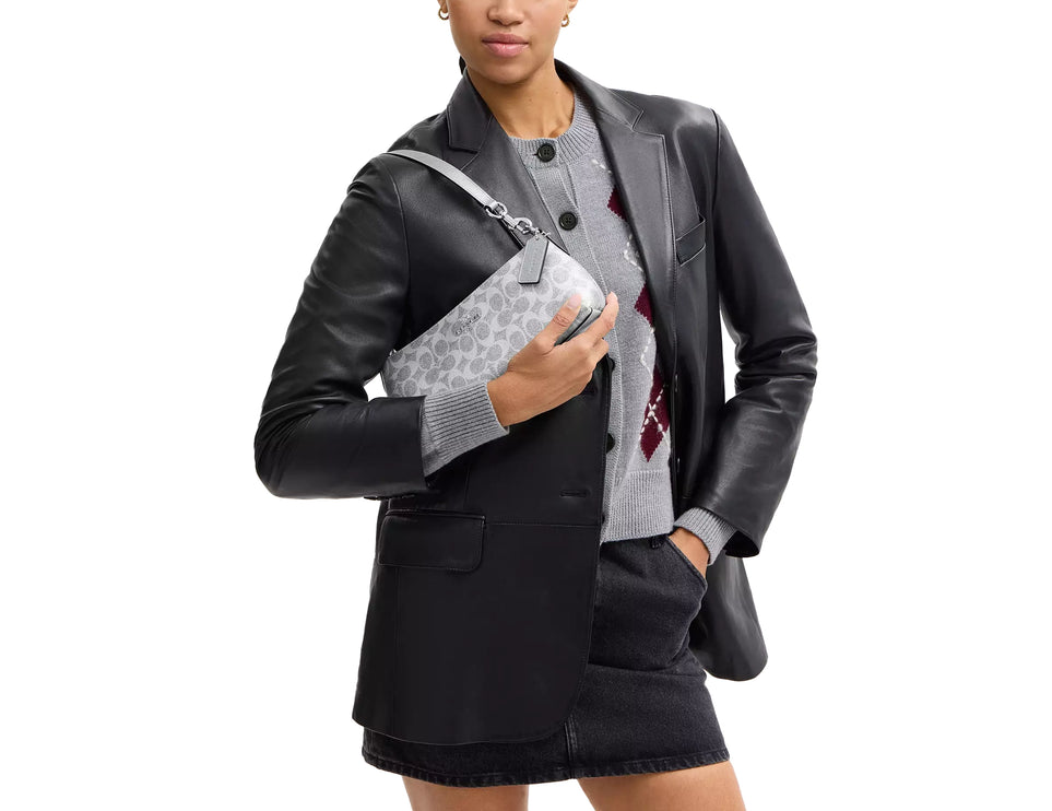 Coach Women's Charlotte Shoulder Bag In Signature Canvas Silver/Gray/Silver