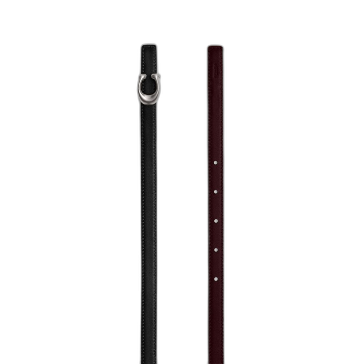 Coach Women's Sculpted Signature Buckle Reversible Belt, 13 Mm Silver/Black Merlot