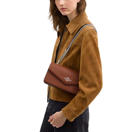 Coach Women's Klare Envelope Crossbody Bag With Rivets Smooth Leather/Silver