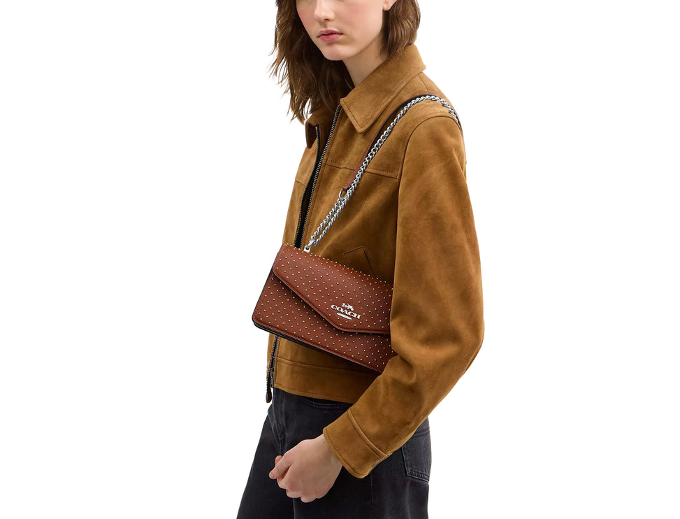 Coach Women's Klare Envelope Crossbody Bag With Rivets Smooth Leather/Silver