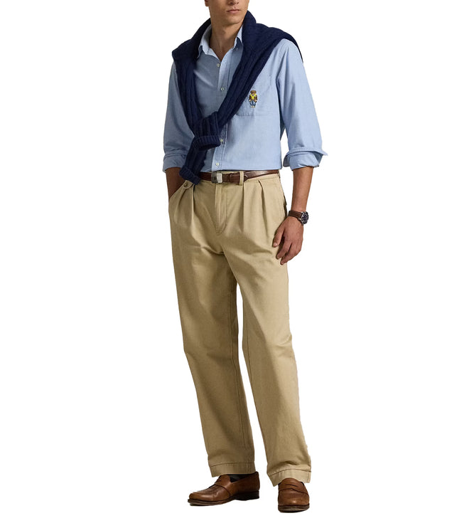 Polo Ralph Lauren Men's Classic Fit Polo Bear Oxford Shirt Blue Heritage Bear