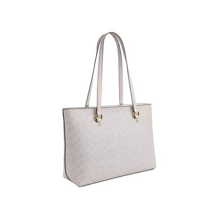 Coach Women's Station Tote Bag In Signature Canvas Gold/White/Chalk