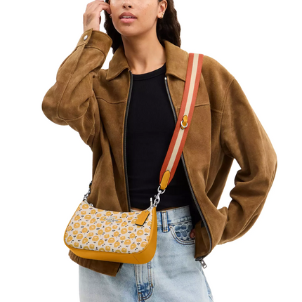 Coach Women's Teri Shoulder Bag With Floral Print Silver/Chalk/Buttercup Multi