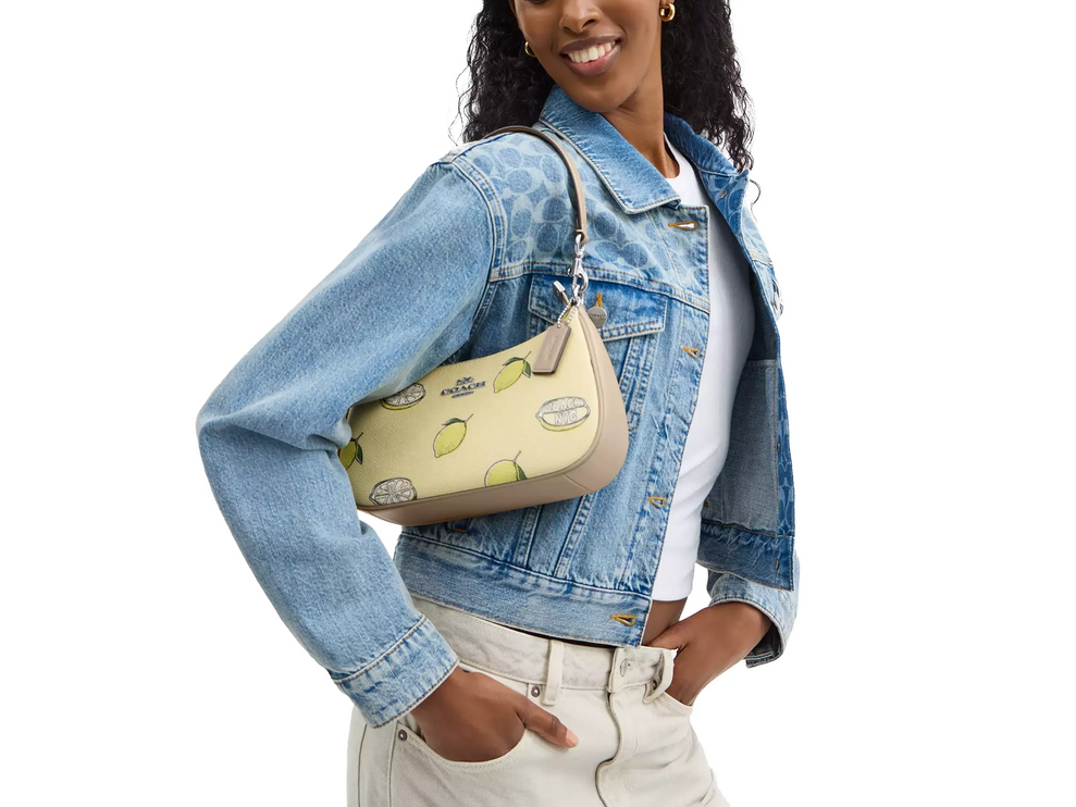 Coach Women's Teri Shoulder Bag With Lemon Print Silver/Garden Glade Multi