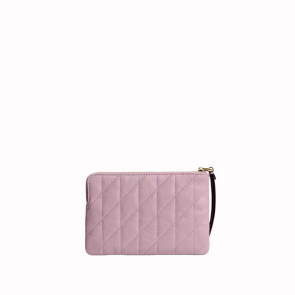 Coach Women's Corner Zip Wristlet With Quilting Gold/Carnation