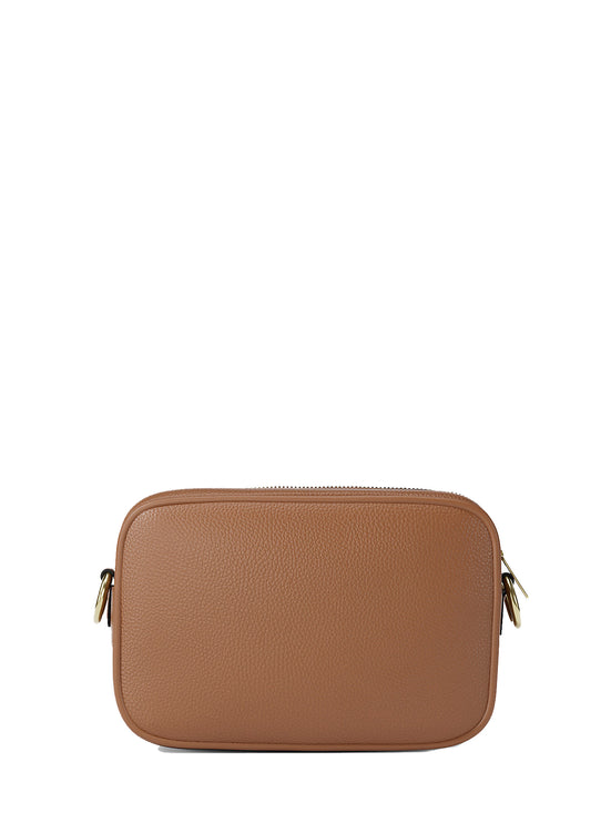 Michael Kors Women's Jet Set Pebbled Leather Camera Crossbody Bag Luggage/Gold