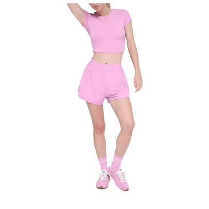 alo Women's Alosoft Crop Finesse Short Sleeve Candy Heart Pink