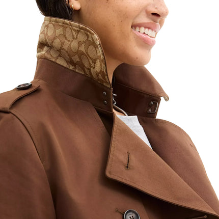 Coach Women's Mid Trench Chocolate Brown