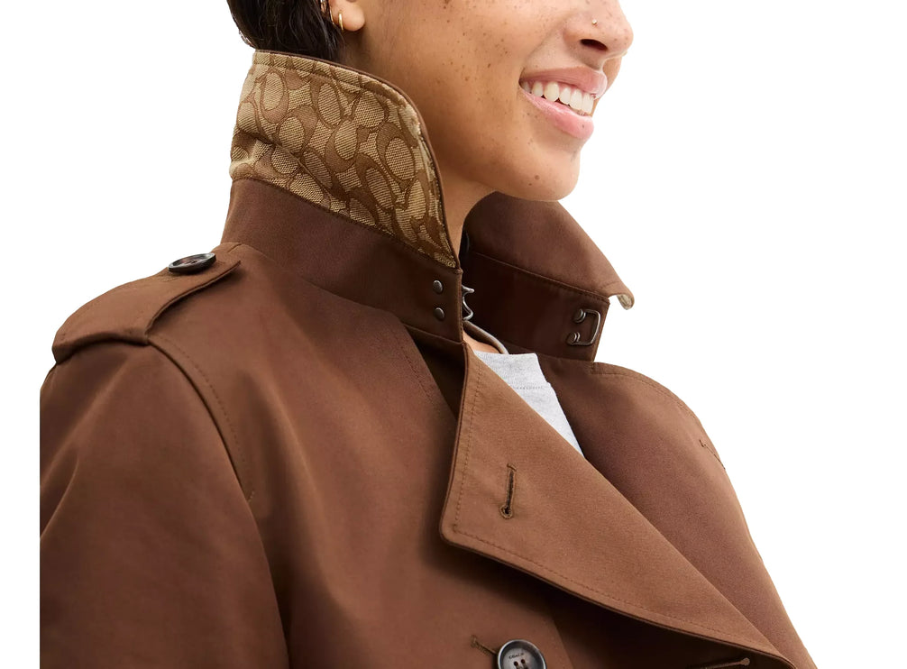 Coach Women's Mid Trench Chocolate Brown