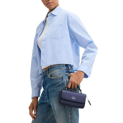 Coach Women's Mini Josie Top Handle Bag In Signature Canvas Silver/Blue/Navy