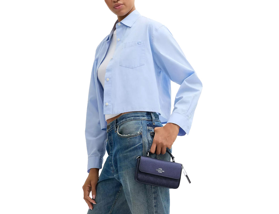 Coach Women's Mini Josie Top Handle Bag In Signature Canvas Silver/Blue/Navy