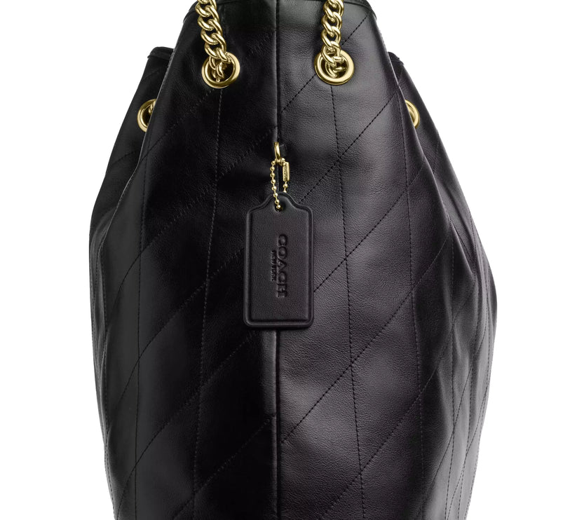 Coach Women's Evelyn Large Shoulder Bag With Quilting Gold/Black