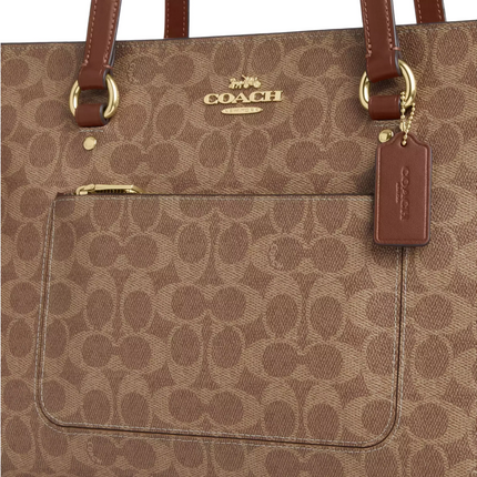 Coach Women's Station Tote Bag In Signature Canvas Gold/Tan/Brown