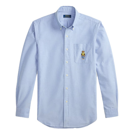 Polo Ralph Lauren Men's Classic Fit Polo Bear Oxford Shirt Blue Heritage Bear