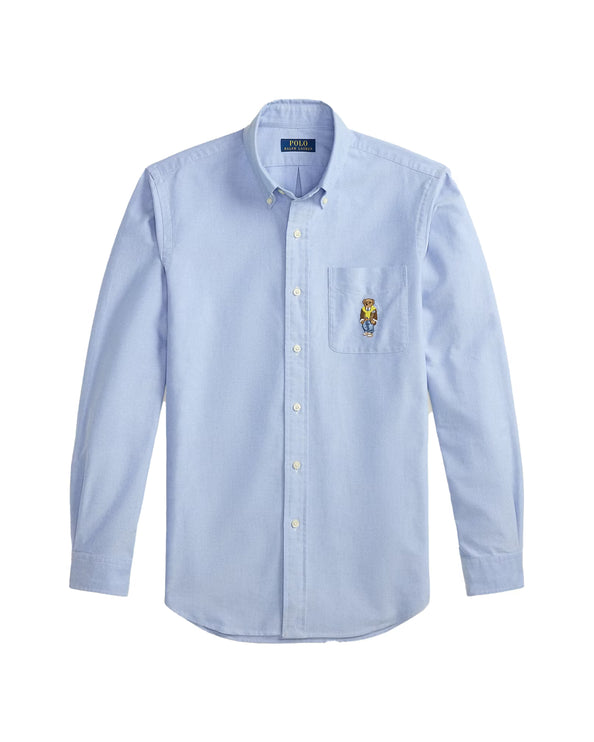 Polo Ralph Lauren Men's Classic Fit Polo Bear Oxford Shirt Blue Heritage Bear