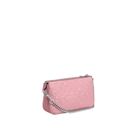 Coach Women's Nolita 19 In Signature Leather With Heart Charm Silver/Pink