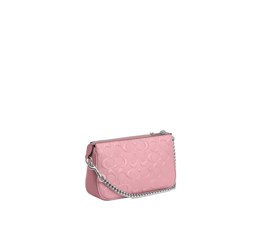 Coach Women's Nolita 19 In Signature Leather With Heart Charm Silver/Pink