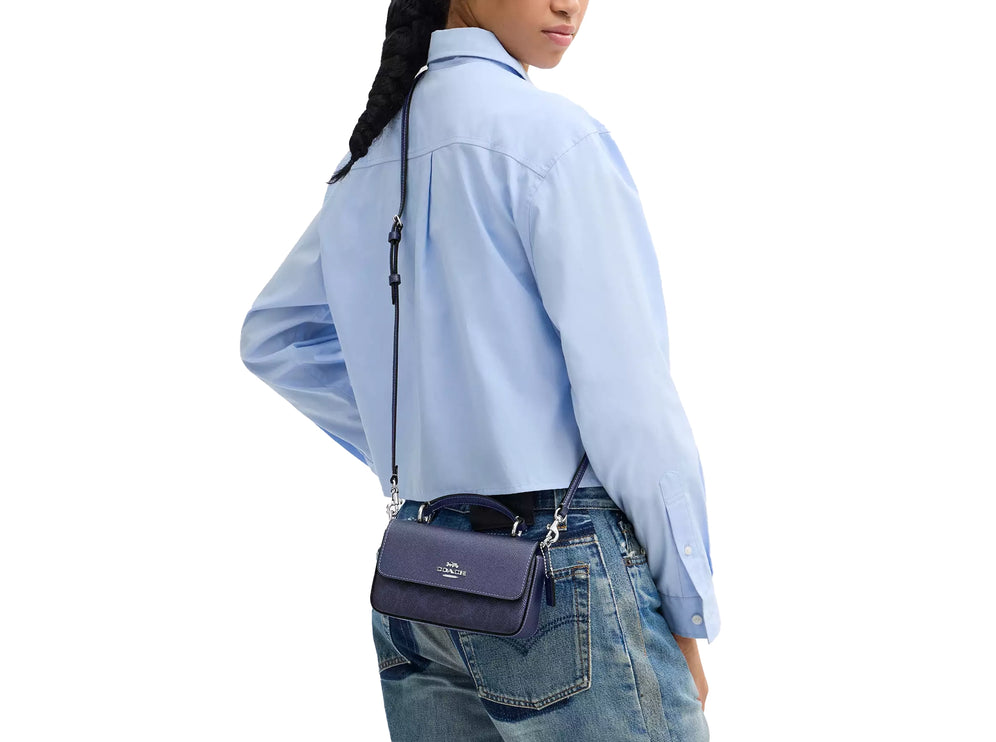 Coach Women's Mini Josie Top Handle Bag In Signature Canvas Silver/Blue/Navy