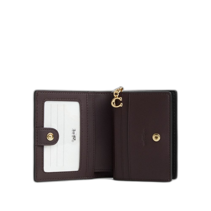 Coach Women's Snap Wallet In Signature Canvas Gold/Walnut/Black