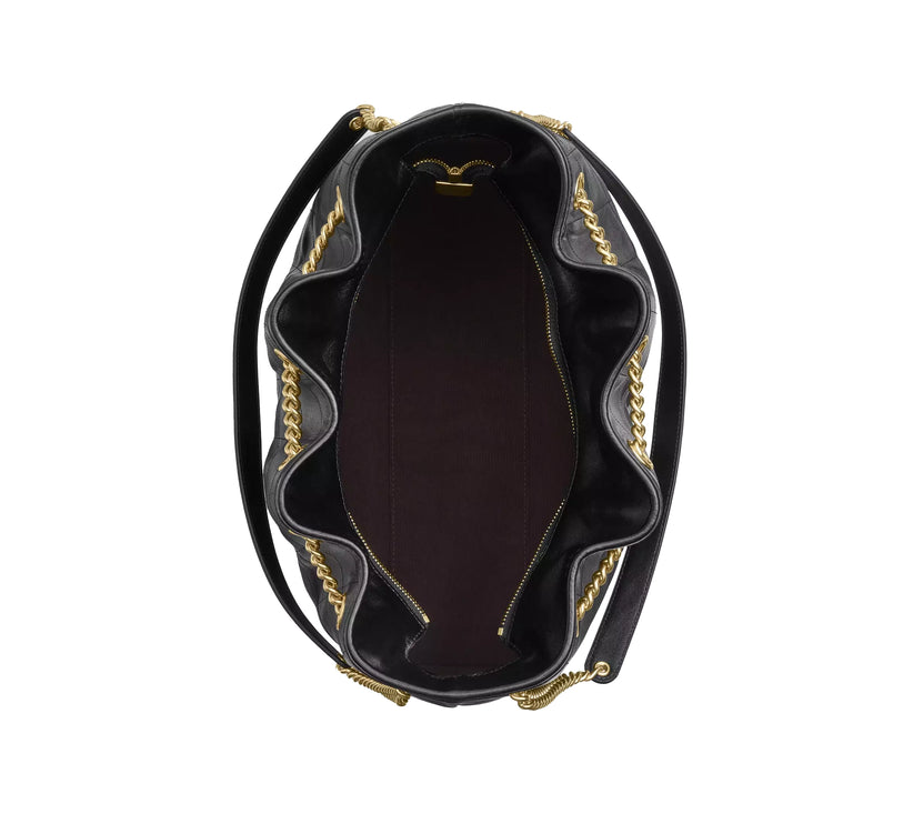 Coach Women's Evelyn Large Shoulder Bag With Quilting Gold/Black