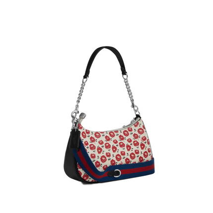 Coach Women's Teri Shoulder Bag With Floral Print Silver/Chalk/Black Multi