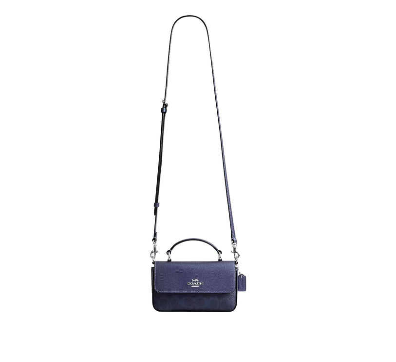 Coach Women's Mini Josie Top Handle Bag In Signature Canvas Silver/Blue/Navy