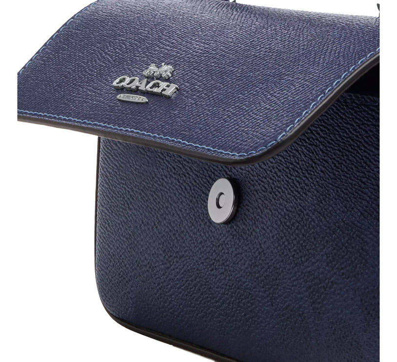 Coach Women's Mini Josie Top Handle Bag In Signature Canvas Silver/Blue/Navy