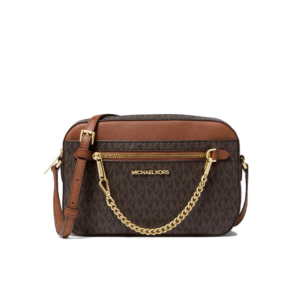 Michael Kors Women's Jet Set Large Logo Crossbody Bag Brown - Hemen Kargoda