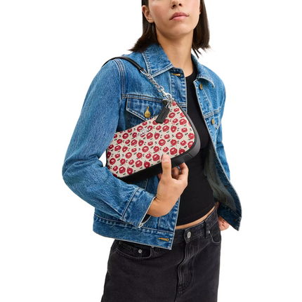 Coach Women's Teri Shoulder Bag With Floral Print Silver/Chalk/Black Multi