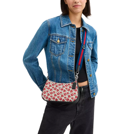 Coach Women's Teri Shoulder Bag With Floral Print Silver/Chalk/Black Multi
