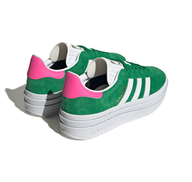 Adidas Women's Gazelle Bold Shoes Green/Cloud White/Lucid Pink IG3136