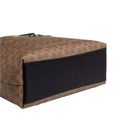 Coach Women's Station Tote Bag In Signature Canvas Gold/Tan/Black