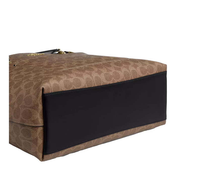 Coach Women's Station Tote Bag In Signature Canvas Gold/Tan/Black