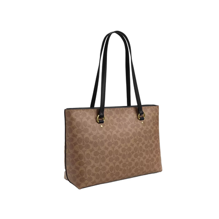 Coach Women's Station Tote Bag In Signature Canvas Gold/Tan/Black