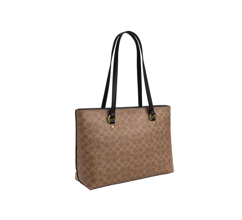 Coach Women's Station Tote Bag In Signature Canvas Gold/Tan/Black