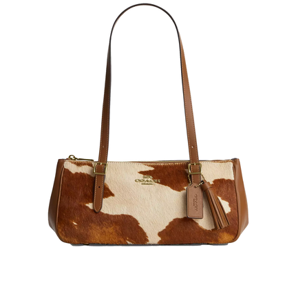 Coach Women's Asher Shoulder Bag In Haircalf With Cow Print Gold/Cow Multi