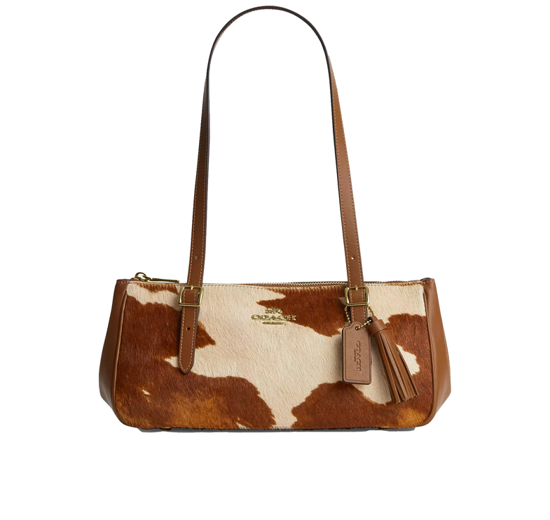 Coach Women's Asher Shoulder Bag In Haircalf With Cow Print Gold/Cow Multi