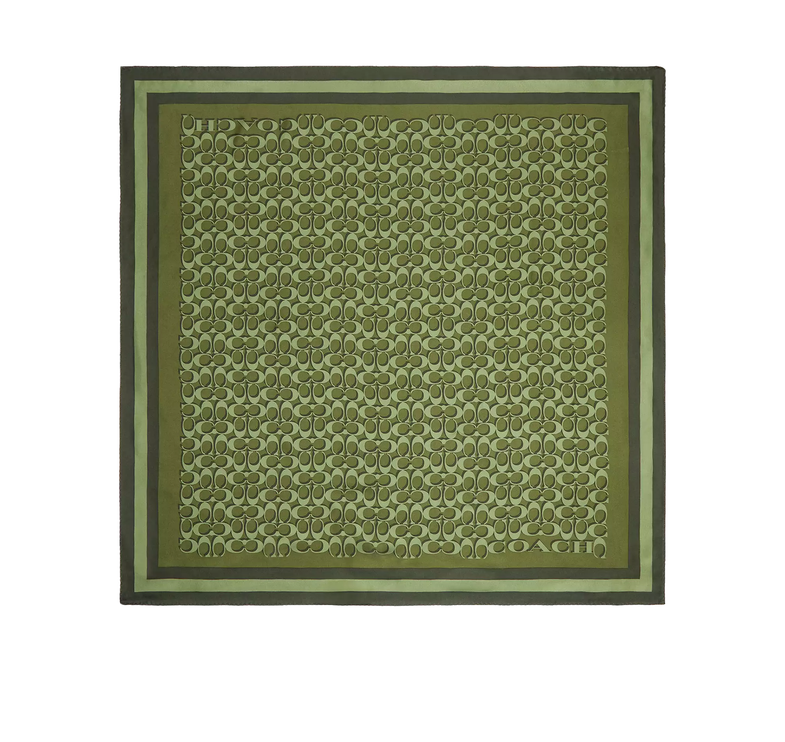 Coach Women's Signature Silk Square Scarf Olive