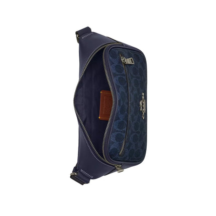 Coach Unisex Elias Belt Bag In Signature Canvas Gunmetal/Denim/Midnight Navy