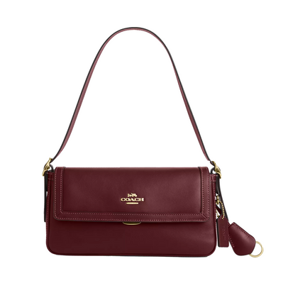 Coach Women's Etta Small Flap Shoulder Bag Gold/Maroon