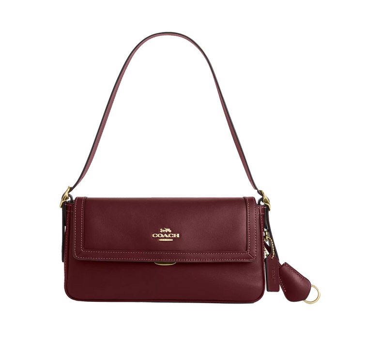 Coach Women's Etta Small Flap Shoulder Bag Gold/Maroon