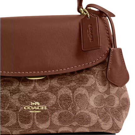Coach Women's Emory Top Handle Bag In Signature Chenille Gold/Light Khaki/Vintage Brown