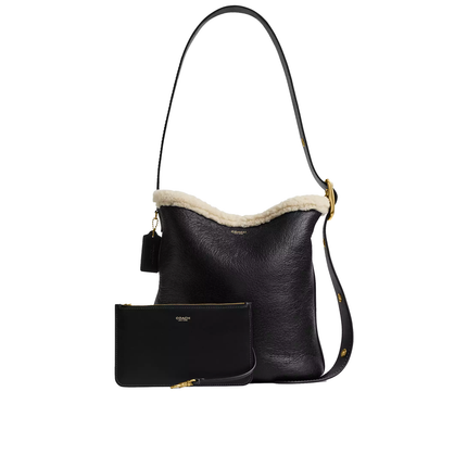 Coach Women's Bleecker Bucket Bag In Shearling Brass/Black Natural