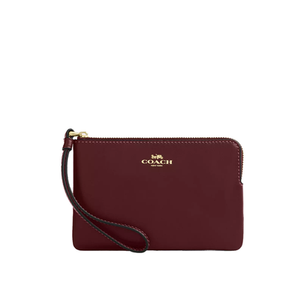 Coach Women's Corner Zip Wristlet Gold/Maroon