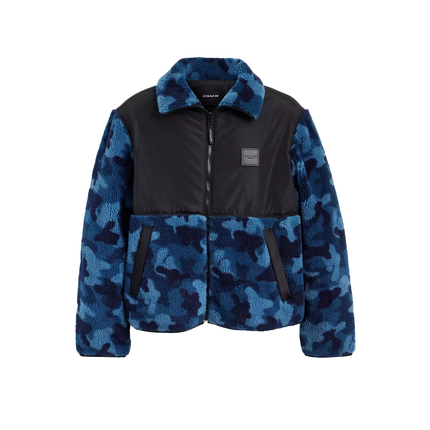 Coach Men's Sherpa Jacket Blue Camo