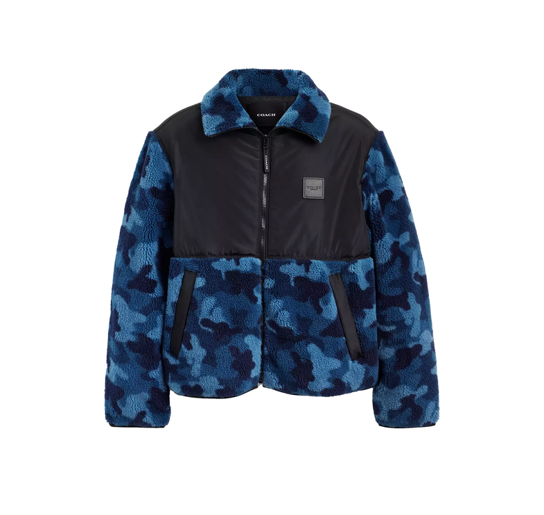 Coach Men's Sherpa Jacket Blue Camo