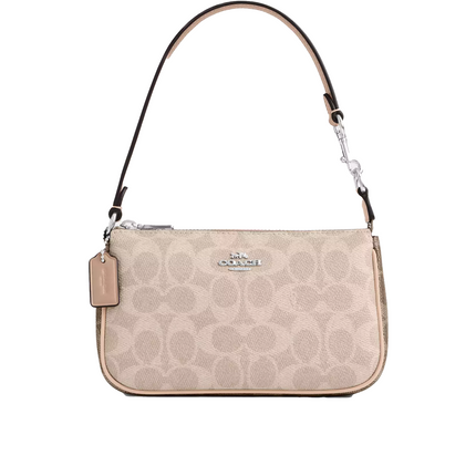 Coach Women's Nolita 19 In Blocked Signature Canvas Silver/Sand/Taupe Multi