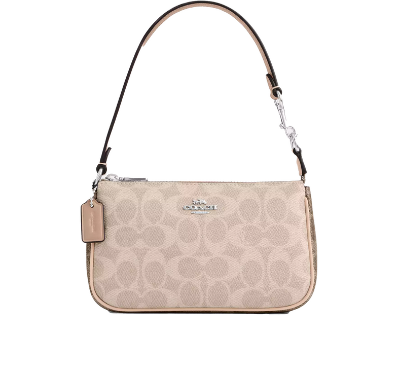 Coach Women's Nolita 19 In Blocked Signature Canvas Silver/Sand/Taupe Multi