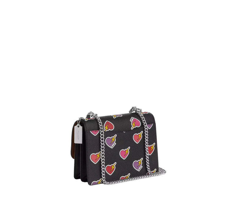 Coach Women's Klare Crossbody Bag With Heart Bolt Print Silver/Black Multi